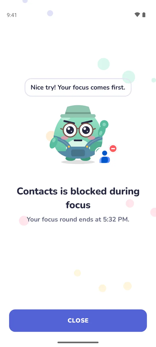 Ronumi stops a blocked app during focus